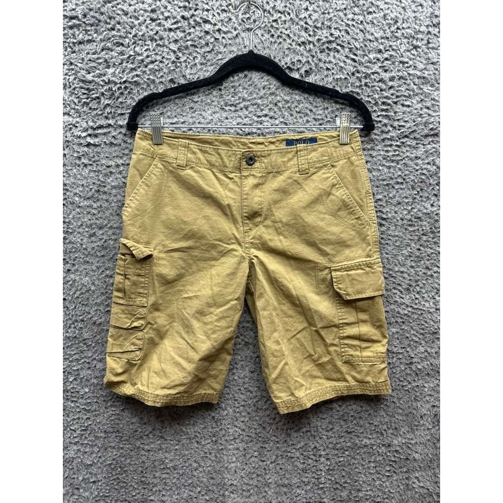 Polo Ralph Lauren RL 1967 Embroidered Chino Cargo Shorts Khaki Boys Size 14